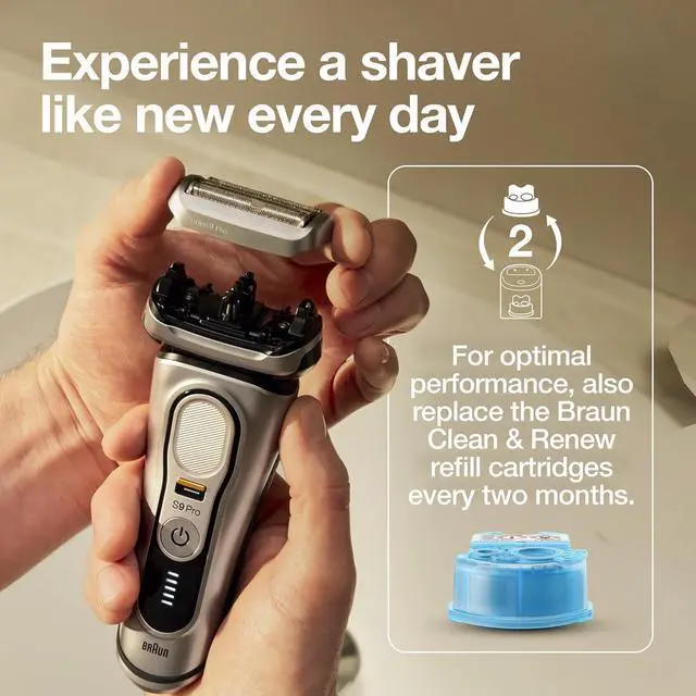 Alt view image 6 of 6 - Braun Electric Shaver Head Replacement Part 94M, Compatible with Series 9 Pro and Series 9 Electric Razors for Men, Silver