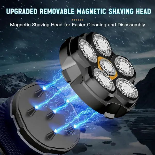 Alt view image 3 of 7 - SOLIMPIA Upgraded Head Shaver for Bald MenMagnetic Electric Razor Hair Trimmer for MenLarge Battery Capacity, Rechargeable LED Display Waterproof Wet/Dry Head Shavers with Type-C Charge