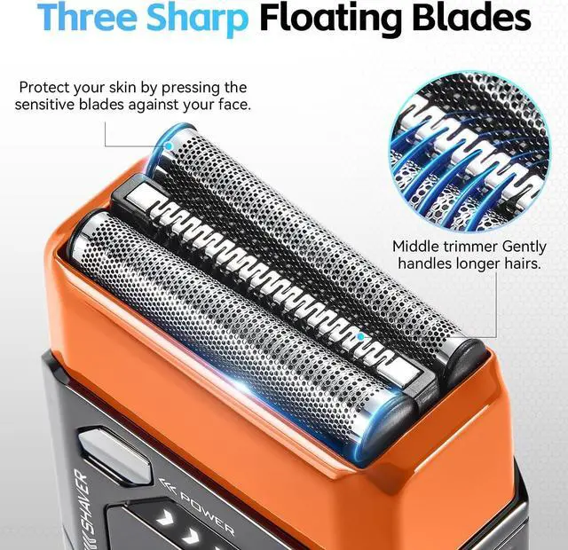 Alt view image 3 of 7 - Electric Shavers for Men Face, Compact Electric Razor with 3-Blade, USB C Rechargeable Foil Shaver, Metal Shavers for Men, Waterproof, Cordless, Portable Mens Travel Shaver