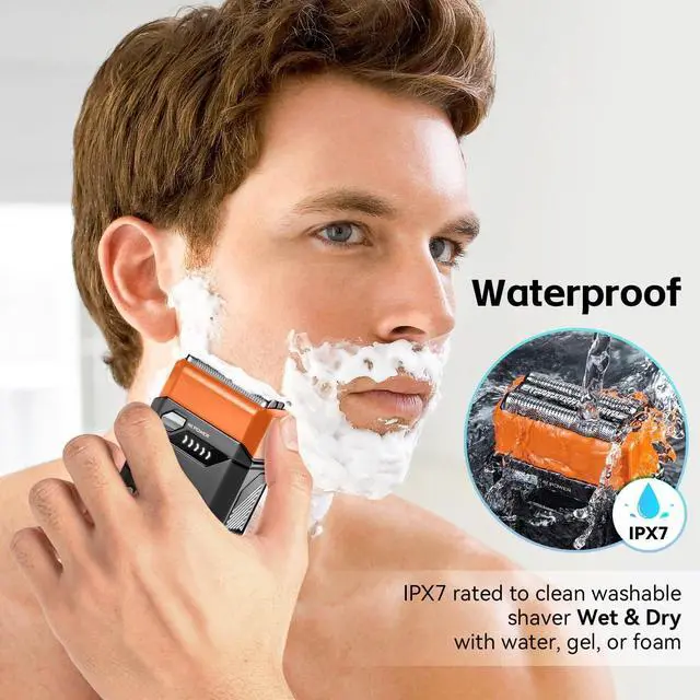 Alt view image 5 of 7 - Electric Shavers for Men Face, Compact Electric Razor with 3-Blade, USB C Rechargeable Foil Shaver, Metal Shavers for Men, Waterproof, Cordless, Portable Mens Travel Shaver