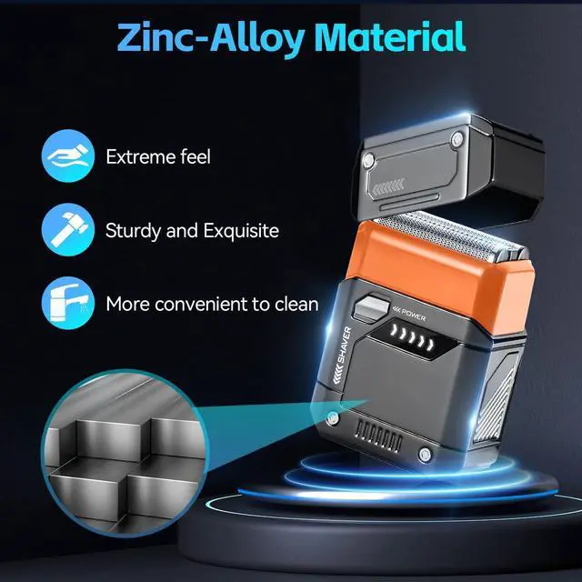 Alt view image 7 of 7 - Electric Shavers for Men Face, Compact Electric Razor with 3-Blade, USB C Rechargeable Foil Shaver, Metal Shavers for Men, Waterproof, Cordless, Portable Mens Travel Shaver