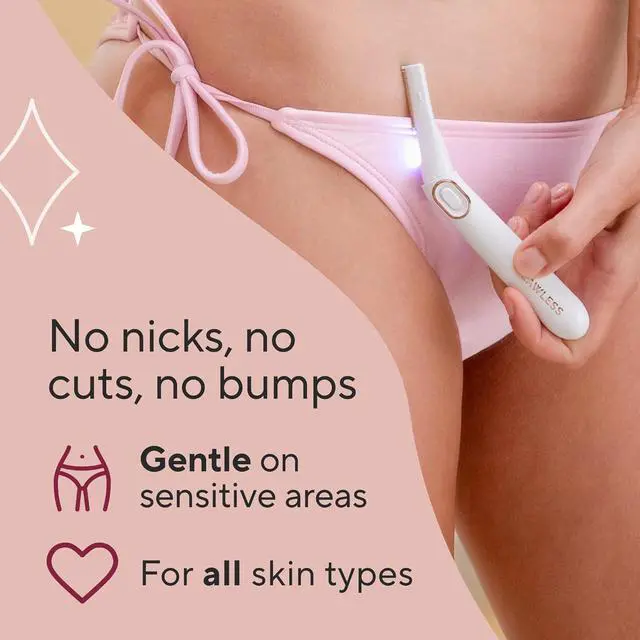 Alt view image 3 of 7 - Finishing Touch Flawless Bikini Shaver and Trimmer Hair Remover for Women, Dry Use Electric Razor, Personal Groomer for Intimate Ladies Shaving, No Bump, Smooth Shave