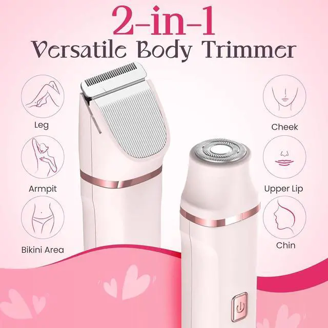 Alt view image 2 of 7 - Bikini Trimmer for Women - Painless Electric Razors for Silk Skin,Cordless Body Shaver for Trip,Replaceable Lady Facial Razor, IPX7 Waterproof&Easy Cleaning, Ceramic Blade, USB Charge Dock Pink