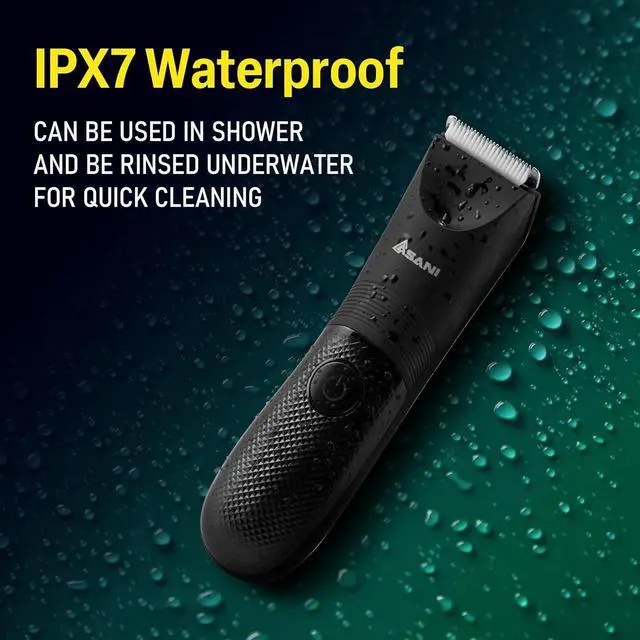 Alt view image 3 of 7 - Asani Upkeeper Men's Body Hair Trimmer - Rechargeable Grooming Tool with Ceramic Blade, LED Light, Waterproof Design, Electric Shaver for Wet/Dry Use, Ideal for Chest, Back, Groin Hair Care