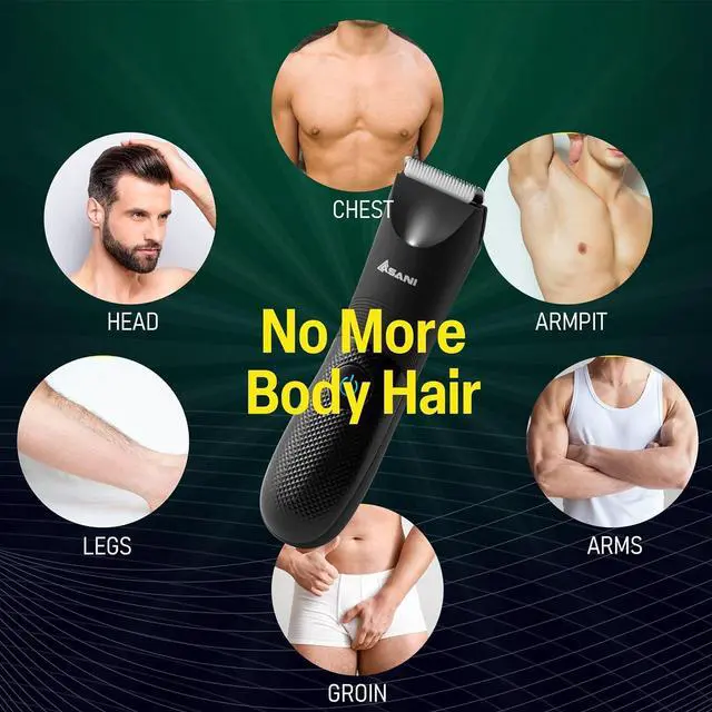 Alt view image 6 of 7 - Asani Upkeeper Men's Body Hair Trimmer - Rechargeable Grooming Tool with Ceramic Blade, LED Light, Waterproof Design, Electric Shaver for Wet/Dry Use, Ideal for Chest, Back, Groin Hair Care
