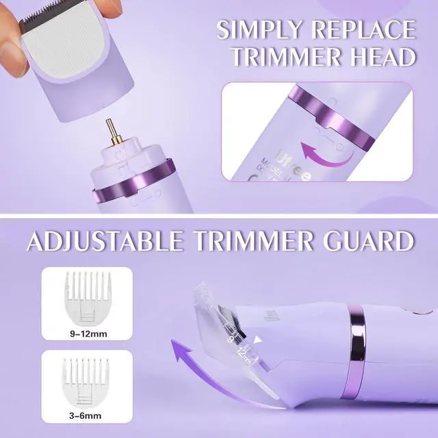 Alt view image 6 of 7 - Ufree Bikini Trimmer for Women, Electric Razors for Women, Rechargeable Pubic Hair Trimmer Women, Womens Electric Shaver for Legs Body Hair, Bikini Shaver IPX7 Waterproof, Purple