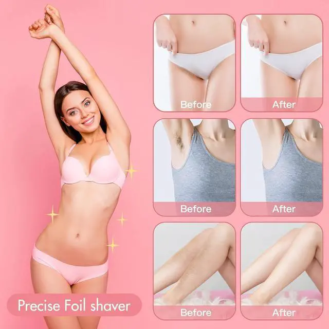 Alt view image 5 of 7 - Electric Bikini Trimmer for Women - 2 in 1 Electric Lady Clipper Pubic Hair Groomer Painless Hair Removal Razor Body Shaver , Portable Ladies Shaver with 2 Trimmer Heads , IPX7 Waterproof