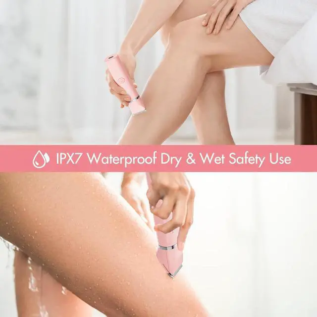 Alt view image 6 of 7 - Electric Bikini Trimmer for Women - 2 in 1 Electric Lady Clipper Pubic Hair Groomer Painless Hair Removal Razor Body Shaver , Portable Ladies Shaver with 2 Trimmer Heads , IPX7 Waterproof