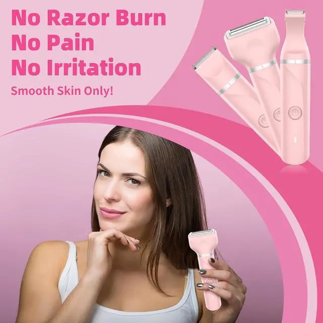 Alt view image 5 of 6 - Electric Razors Shaver for Women, 3 in 1 Bikini Trimmer for Women, IPX7 Waterproof Pubic Hair Trimmer Women Wet & Dry Use, Rechargeable Hair Removal Kit for Face Body Leg Bikini Underarm Arm