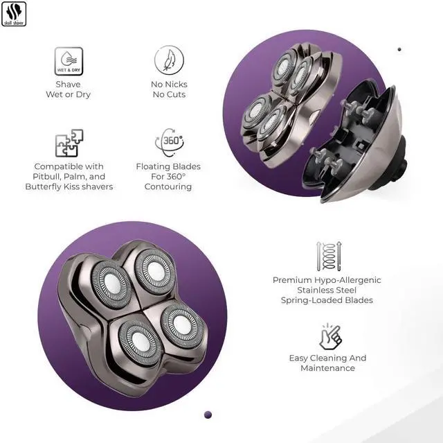 Alt view image 2 of 5 - Skull Shaver Carver PRO 4 Head Replacement Blade - Premium Hypo-Allergenic Electric Razor Blade for Bald Head Shavers for Men/Women, Electric Shaver Blade