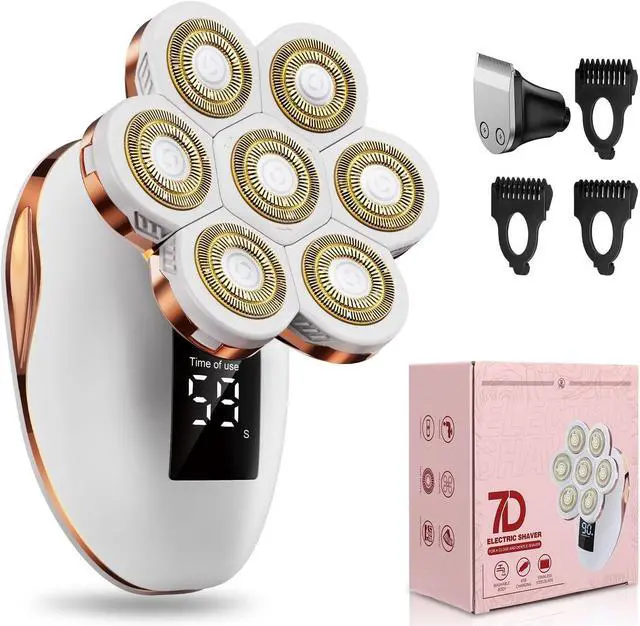 Main image of 2-in-1 Electric Razors for Women, Wet/Dry 7D Rechargeable Rotary Shaver for Legs, Water Resistant Grooming Kit - Electric Razors for Women, Facial Hair Removal, Bikini Trimmer, Lips - Gentle Hair Remo