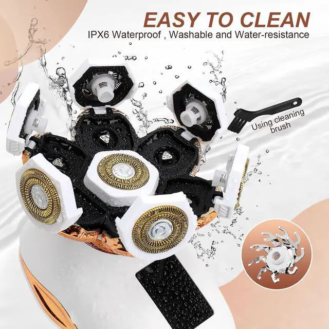 Alt view image 3 of 7 - 2-in-1 Electric Razors for Women, Wet/Dry 7D Rechargeable Rotary Shaver for Legs, Water Resistant Grooming Kit - Electric Razors for Women, Facial Hair Removal, Bikini Trimmer, Lips - Gentle Hair Remo