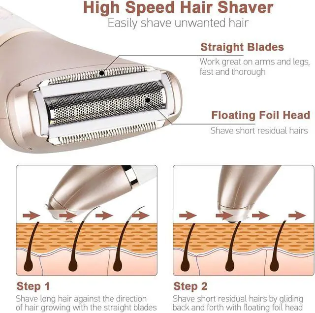 Alt view image 4 of 7 - Electric Razor for Women - Painless 2-in-1 Women Shaver Hair Remover for Face, Legs and Underarm, Portable Waterproof Bikini Trimmer Wet and Dry Cordless Lady Hair Removal - Micro USB Recharge