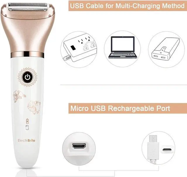 Alt view image 7 of 7 - Electric Razor for Women - Painless 2-in-1 Women Shaver Hair Remover for Face, Legs and Underarm, Portable Waterproof Bikini Trimmer Wet and Dry Cordless Lady Hair Removal - Micro USB Recharge