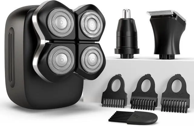 Main image of FlexSeries Pro Electric Head Shaver - Fast Smooth Head Shaver, Wet/Dry Shaving, Anti-Pinch, Rotary Electric Razor, USB Rechargeable, Cordless, 4 Flexible Blades, Ideal Gifts for Bald Men