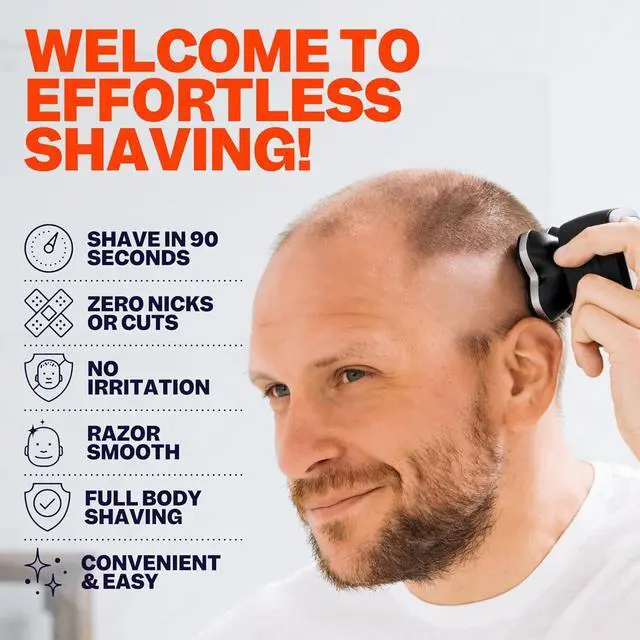 Alt view image 2 of 6 - FlexSeries Pro Electric Head Shaver - Fast Smooth Head Shaver, Wet/Dry Shaving, Anti-Pinch, Rotary Electric Razor, USB Rechargeable, Cordless, 4 Flexible Blades, Ideal Gifts for Bald Men