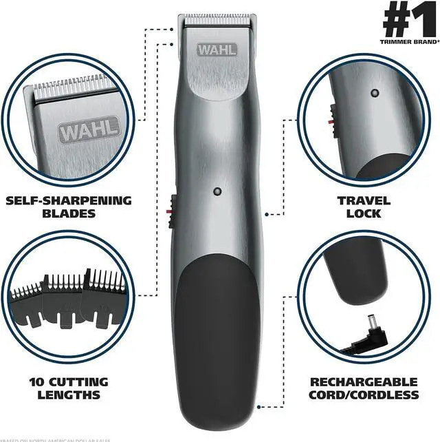 Alt view image 2 of 7 - Wahl Groomsman Corded or Cordless Beard Trimmer for Men - Rechargeable Grooming Kit for Facial Hair - Beard Trimmer & Groomer - Model 9918-6171V