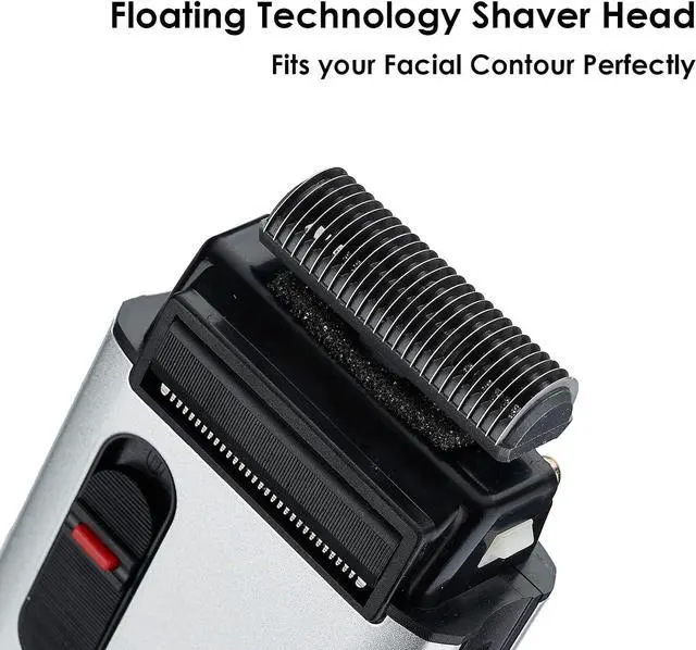 Alt view image 3 of 7 - Retro Electric Razors for Men with Beard Trimmer, Rechargeable Mens Gold Foil Shavers, Strong Power (Sliver)