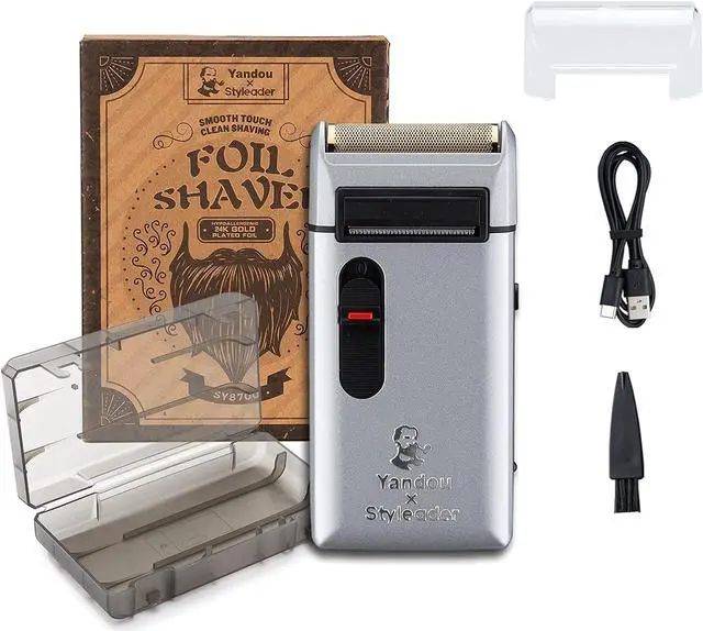 Alt view image 6 of 7 - Retro Electric Razors for Men with Beard Trimmer, Rechargeable Mens Gold Foil Shavers, Strong Power (Sliver)