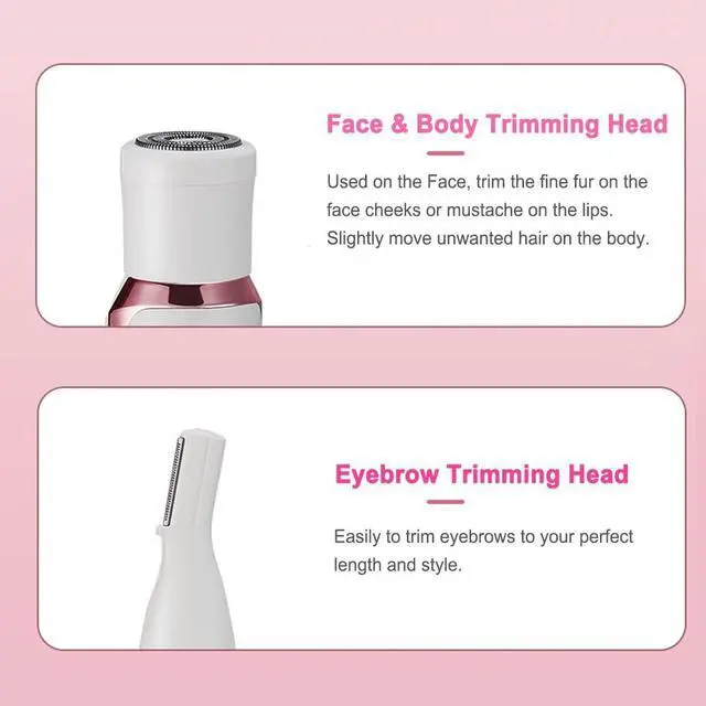 Alt view image 4 of 7 - Electric Razor for Women,Hair Trimmer for Face Nose Eyebrow Beard Mustache Arm Leg Armpit Bikini,Painless Rechargeable Portable 4 in 1 Womens Body Shavers Set