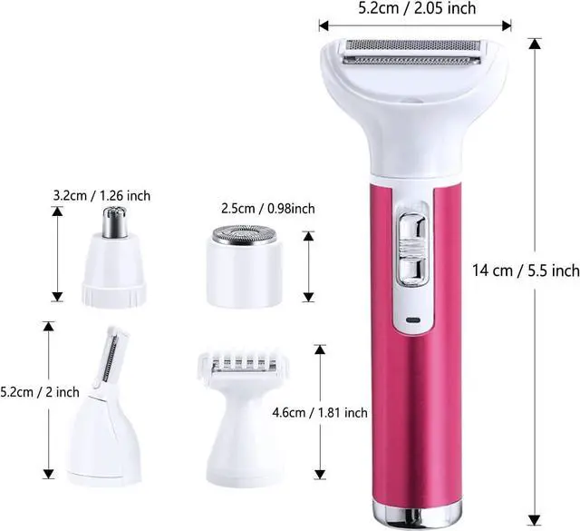 Alt view image 2 of 7 - Electric Razor for Women Removal for Body Nose Hair Trimmer Face Shavers Eyebrow Legs Armpit Bikini Area Pubic Underarms Painless Rechargeable Portable 5 in 1 Womens Razors Set