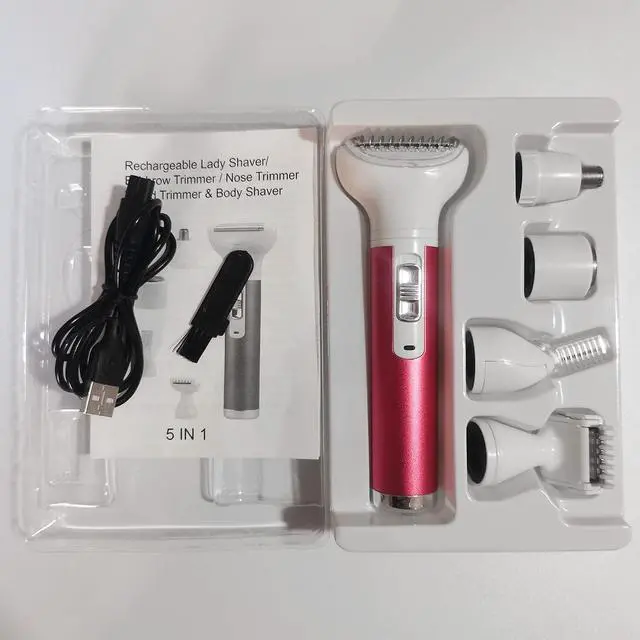 Alt view image 5 of 7 - Electric Razor for Women Removal for Body Nose Hair Trimmer Face Shavers Eyebrow Legs Armpit Bikini Area Pubic Underarms Painless Rechargeable Portable 5 in 1 Womens Razors Set