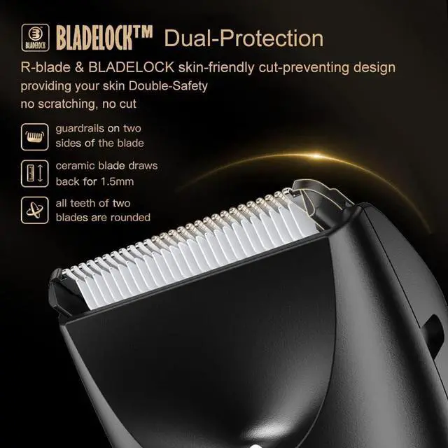 Alt view image 2 of 7 - Favrison Body Hair Trimmer for Men, Electric Ball Trimmer with Skin-Safe Ceramic Blade, Waterproof Pubic Groin Hair Trimmer for Mens Grooming Kit with LCD Display & Recharge Dock (Black)