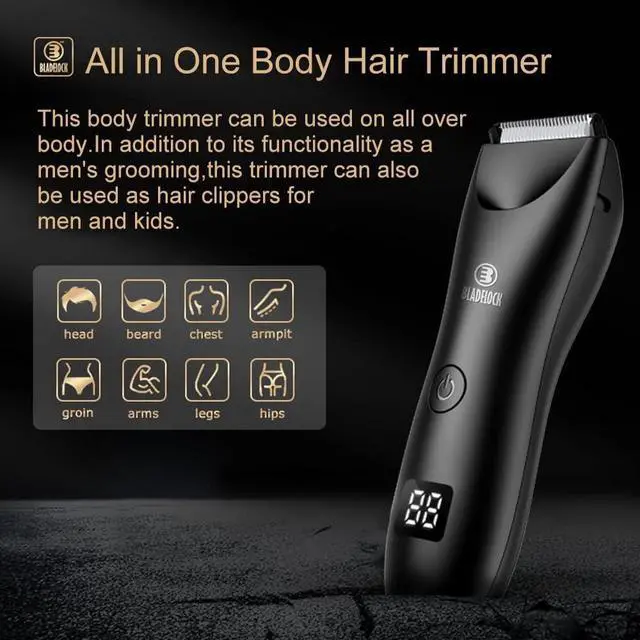 Alt view image 3 of 7 - Favrison Body Hair Trimmer for Men, Electric Ball Trimmer with Skin-Safe Ceramic Blade, Waterproof Pubic Groin Hair Trimmer for Mens Grooming Kit with LCD Display & Recharge Dock (Black)