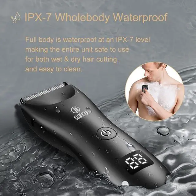 Alt view image 4 of 7 - Favrison Body Hair Trimmer for Men, Electric Ball Trimmer with Skin-Safe Ceramic Blade, Waterproof Pubic Groin Hair Trimmer for Mens Grooming Kit with LCD Display & Recharge Dock (Black)