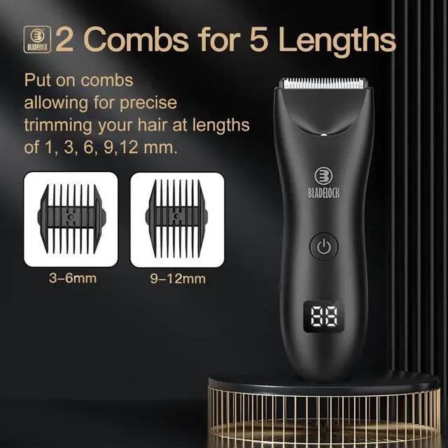 Alt view image 6 of 7 - Favrison Body Hair Trimmer for Men, Electric Ball Trimmer with Skin-Safe Ceramic Blade, Waterproof Pubic Groin Hair Trimmer for Mens Grooming Kit with LCD Display & Recharge Dock (Black)