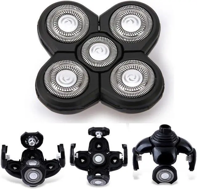 Alt view image 6 of 6 - Replacement Blades 3 Pack for Head Shaver Kit, 5 Blades Shaver Replacement Heads for Head Shavers for Bald Men, 1 Cleaning Brush