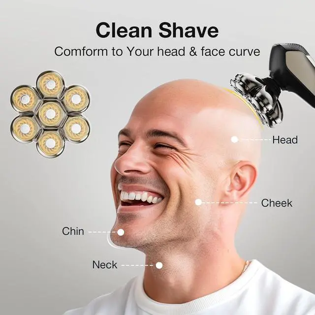 Alt view image 5 of 7 - 7 Blade Floating Replacement Shaving Head, Washable Shaver Blade Heads Replacement for Head Shaver, Wet & Dry Compatible for Rotary Shavers