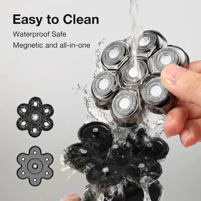Alt view image 6 of 7 - 7 Blade Floating Replacement Shaving Head, Washable Shaver Blade Heads Replacement for Head Shaver, Wet & Dry Compatible for Rotary Shavers