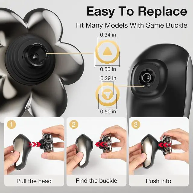 Alt view image 7 of 7 - 7 Blade Floating Replacement Shaving Head, Washable Shaver Blade Heads Replacement for Head Shaver, Wet & Dry Compatible for Rotary Shavers