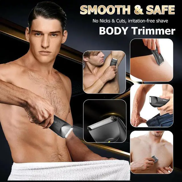 Alt view image 2 of 7 - ENSSU Body Hair Trimmer for Men, Pubic Groin Hair Trimmer for Men with Safe Blade, Cordless Ball Shaver Men w/Light & Charging Dock, Waterproof Body Groomer for Men, LED Display &1H Quick Charge