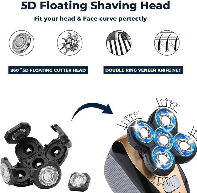 Alt view image 3 of 6 - 3 Pack Shaver Replacement Blades Compatible with Freedom Head Shaver Kit, 5 Blades Shaver Replacement Heads for Head Shavers for Bald Men, Replacement Blades for Head Electric Razor Shaving, 3 Brush
