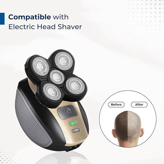 Alt view image 2 of 6 - Shaver Replacement Blades Compatible with Fre*b*ird Head Shaver Kit, 5 Blades Shaver Replacement Heads for Head Shavers for Bald Men, Freedom FlexSeri*s Replacement Blades 2 Brush, 2 Pack
