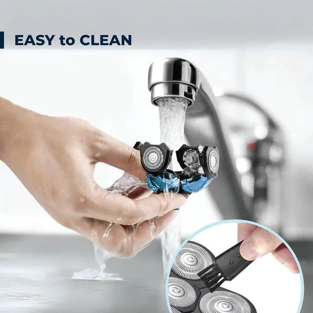 Alt view image 4 of 6 - 3 Pack Shaver Replacement Blades Compatible with Freedom Head Shaver Kit, 5 Blades Shaver Replacement Heads for Head Shavers for Bald Men, Replacement Blades for Head Electric Razor Shaving, 3 Brush