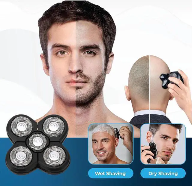 Alt view image 6 of 6 - 3 Pack Shaver Replacement Blades Compatible with Freedom Head Shaver Kit, 5 Blades Shaver Replacement Heads for Head Shavers for Bald Men, Replacement Blades for Head Electric Razor Shaving, 3 Brush