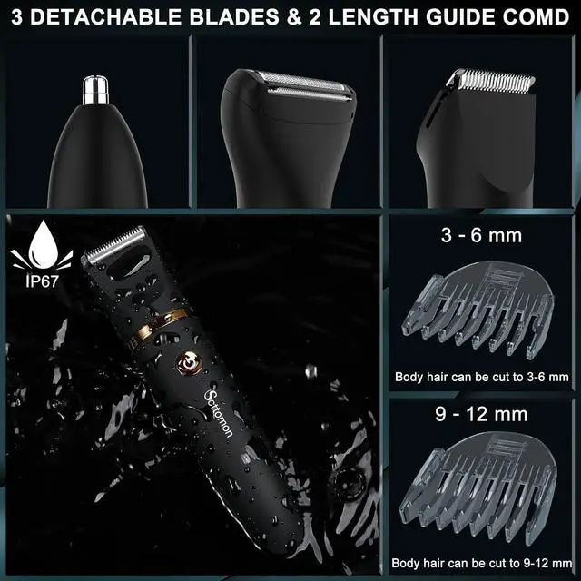 Alt view image 5 of 7 - Electric Groin Hair Trimmer Ball Trimmer for Men Body Shaver Trimmer Below-The-Waist Groomer Nose Hair Trimmer Waterproof Cordless 3 in 1
