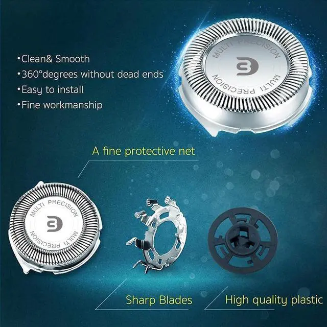 Alt view image 4 of 7 - SH30 Replacement Heads for Electric Shaver Series 1000, 2000, 3000 and S738 with Durable Sharp Blade, SH30 Heads, 9-pc Pack