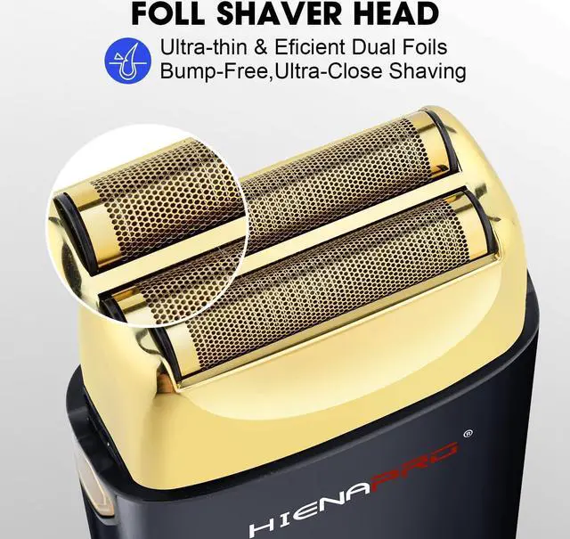 Alt view image 2 of 6 - Foil Shaver for Men Barber, Double Electric Foil Trimmer, Professional Electric Razor, Close Shaver, Cordless Rechargeable with USB, Detachable Design, LED Display, Black Gold