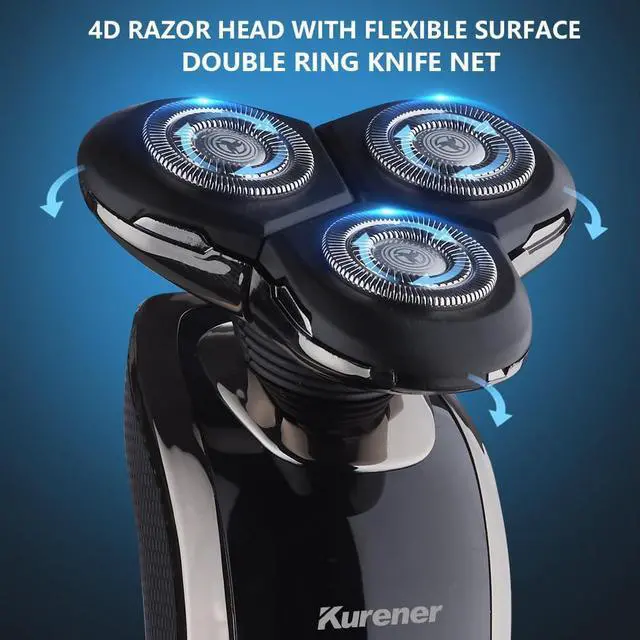 Alt view image 5 of 7 - Electric Razor for Men Shaver Rechargeable Waterproof Rotary for Shaving with Nose Trimmer Sideburns Trimmer Face Cleaning Brush