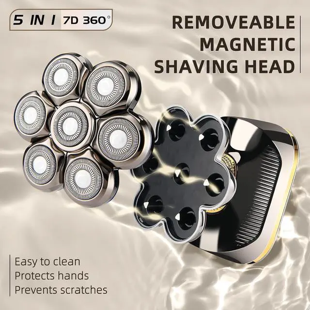 Alt view image 2 of 7 - Electric Head Shavers for Bald Men, Upgraded 7D Electric Razor for Men - IPX 6 Wet Dry Head Shaver with Nose & Ear Trimmer, LED Display, Anti-Pinch Technology