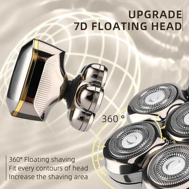 Alt view image 3 of 7 - Electric Head Shavers for Bald Men, Upgraded 7D Electric Razor for Men - IPX 6 Wet Dry Head Shaver with Nose & Ear Trimmer, LED Display, Anti-Pinch Technology
