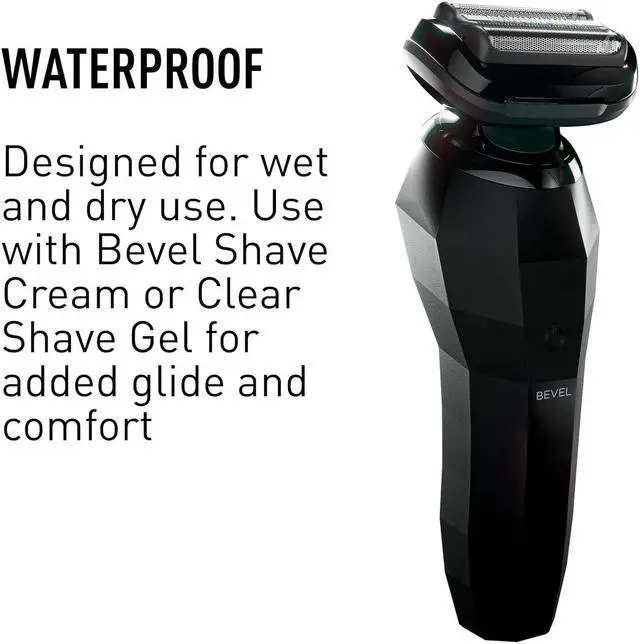 Alt view image 7 of 7 - Bevel Electric Shaver for Men, Electric Foil Shaver, Wet and Dry Electric Razor, Waterproof, Fast Charging, Cordless Rechargeable, Black