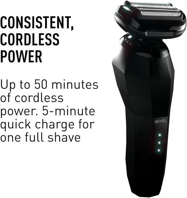 Alt view image 6 of 7 - Bevel Electric Shaver for Men, Electric Foil Shaver, Wet and Dry Electric Razor, Waterproof, Fast Charging, Cordless Rechargeable, Black