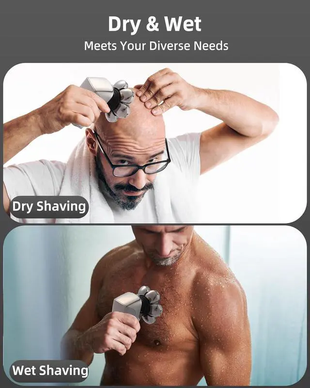 Alt view image 3 of 7 - Head Shavers for Bald Men,7D Detachable Electric Bald Head Shaver,5-in-1 Dry Wet Bald Head Shavers for Men,IPX7 Waterproof Electric Razor for Men with Led Display