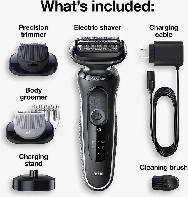 Alt view image 3 of 7 - Braun Electric Razor for Men, Waterproof Foil Shaver, Series 5 5050cs, Wet & Dry Shave, with Beard Trimmer and Body Groomer, Rechargeable, Charging Stand Included, Blue