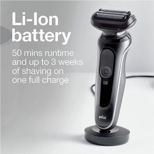 Alt view image 7 of 7 - Braun Electric Razor for Men, Waterproof Foil Shaver, Series 5 5050cs, Wet & Dry Shave, with Beard Trimmer and Body Groomer, Rechargeable, Charging Stand Included, Blue